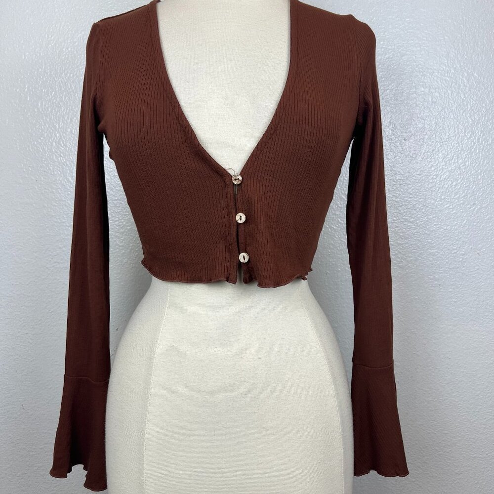 Free People Intimately‎ Soul Mate Lounge Ribbed Brown Crop Top Size M